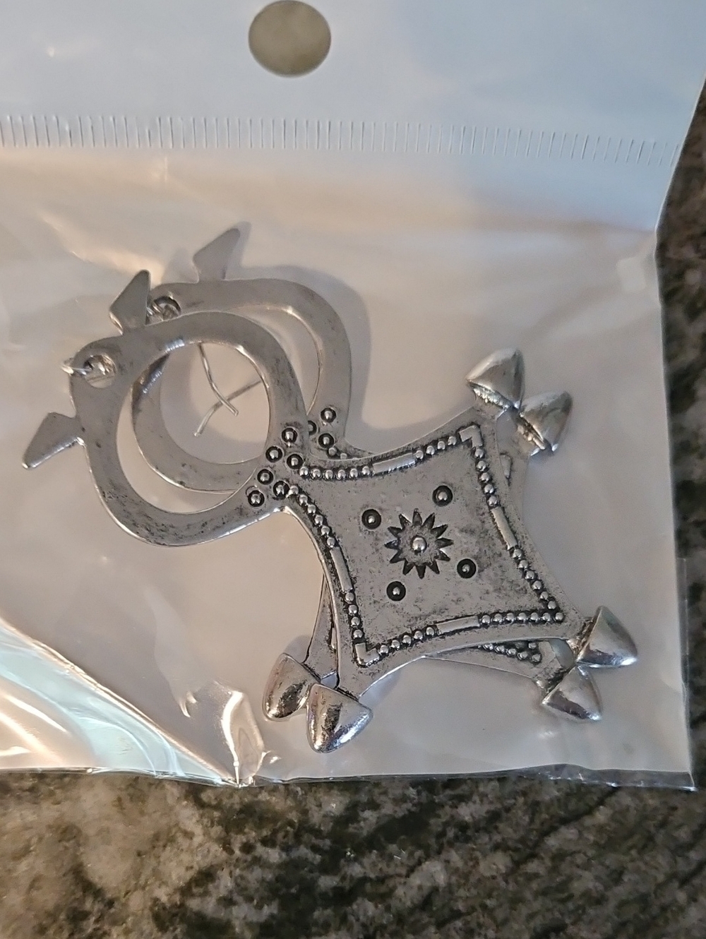 Silver-Tone Tribal Earrings